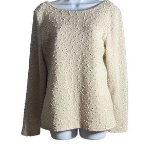 JENNIFER LOPEZ SIZE M  LIGHT WEIGHT SEQUINED SWEATER W BEHIND THE NECK SASH / BO
